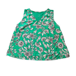 5/$25 Teal Green Tank Top Blouse Floral Tropical Leaf Print Botanical XXL Plus